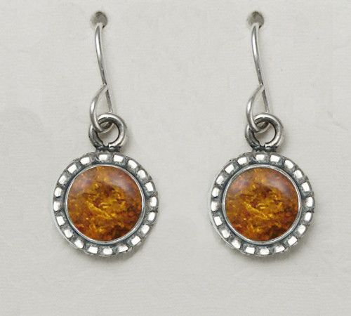 Sterling Silver Small Amber Gemstone Drop Dangle Earrings